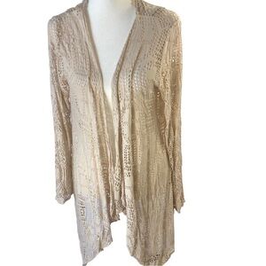 Scandal Lace Cardigan Women SM Cream Long Sleeves NOTE: Size Estimate by Measure